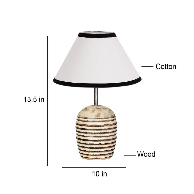 Lumexa Cotton Table Lamp With Wooden Base - White media 9