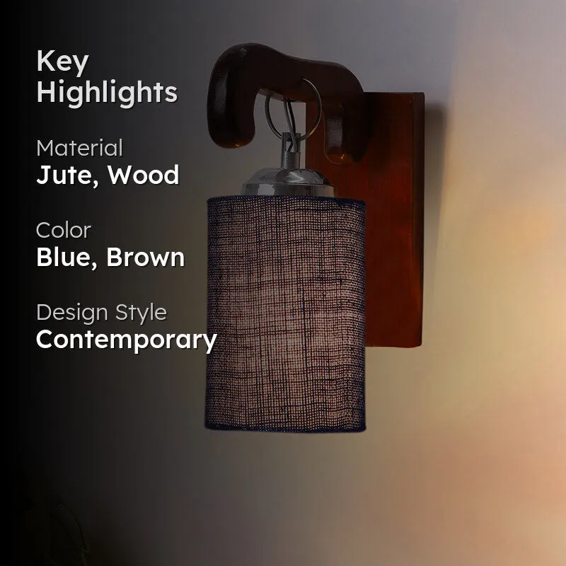 Klarion Jute & Wooden Wall Lamp - Blue media 2