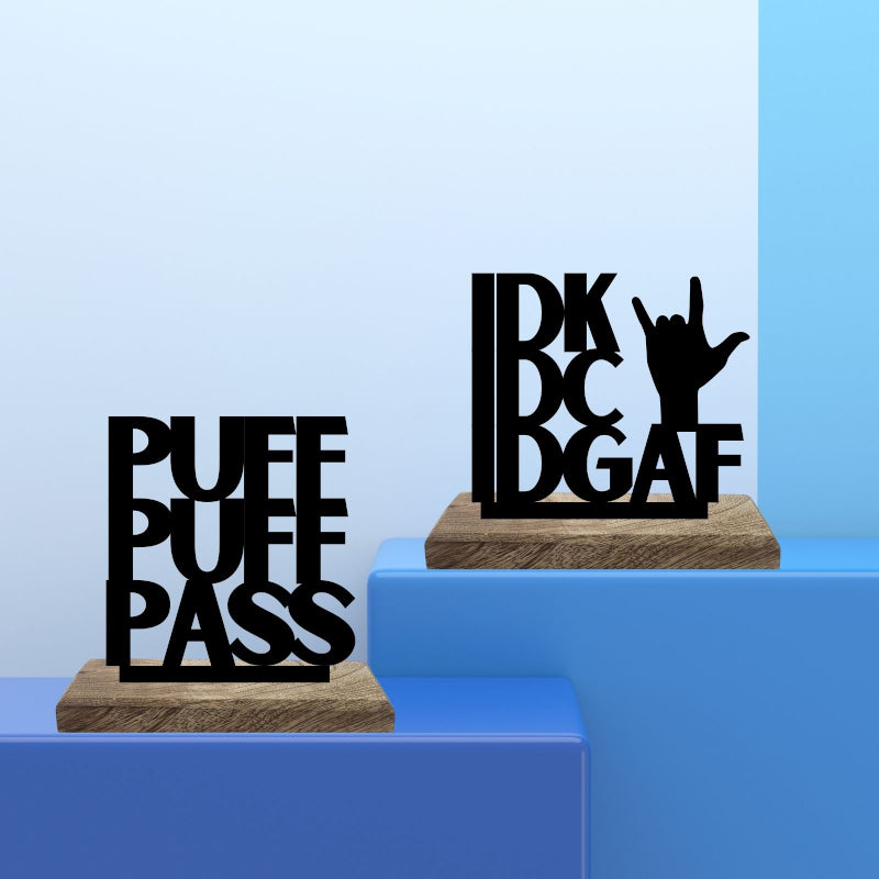 Chillaxing Attitude Typography Showpiece - Set Of Two