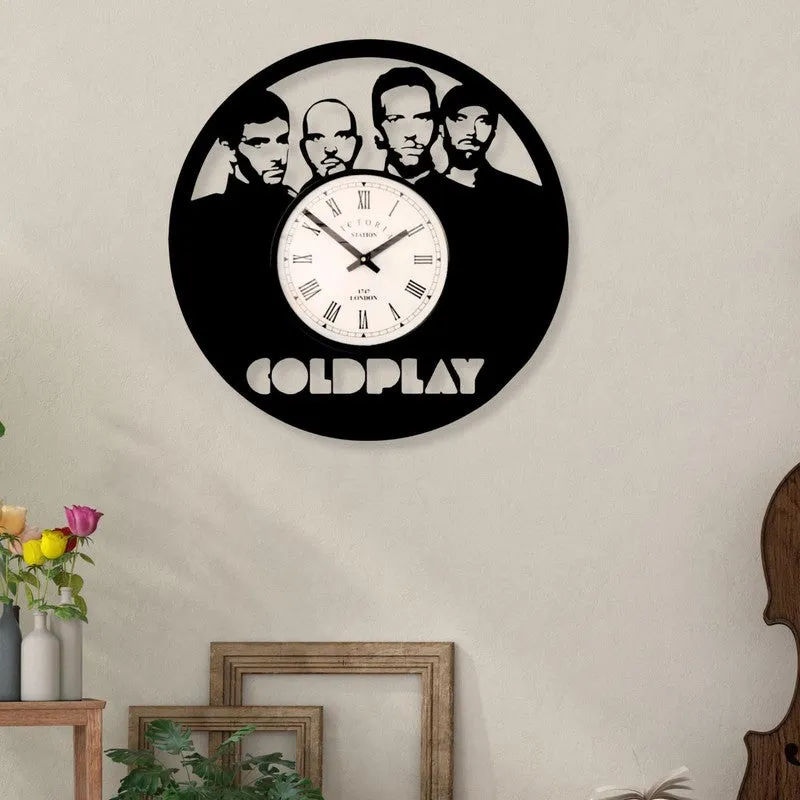 Coldplay Steel Analog Wall Clock - Black media 1