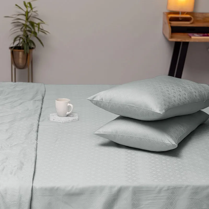 Diamond Dazz Jacquard Pillow Cover (Light Grey) - Set Of Two media 1