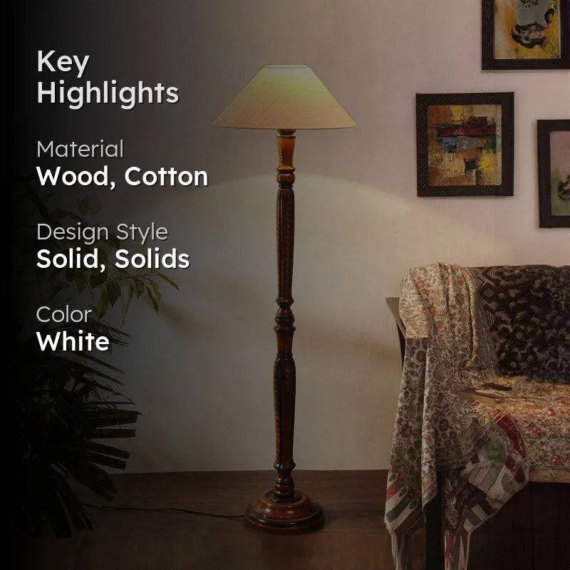 Deira Vintage Wooden Floor Lamp - Off-White media 2