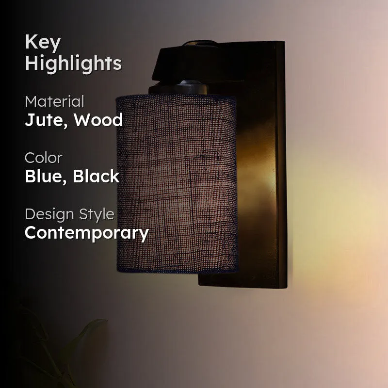 Eyrie Glow Jute & Wooden Wall Lamp - Blue media 2