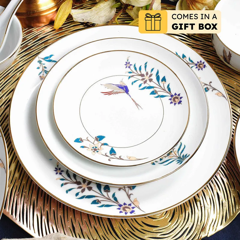Gilded Shahi 24k Gold Brushed Porcelain Dinner Set - 21 Piece Set media 1