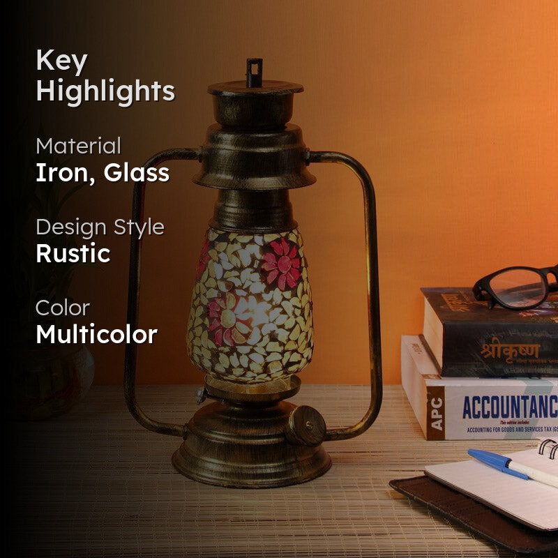 Phoolkari Mosaic Lantern Iron Table Lamp media 2