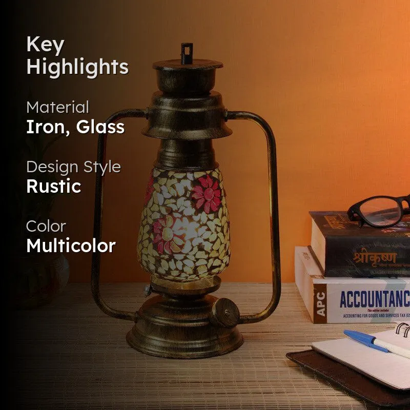Phoolkari Mosaic Lantern Iron Table Lamp media 2