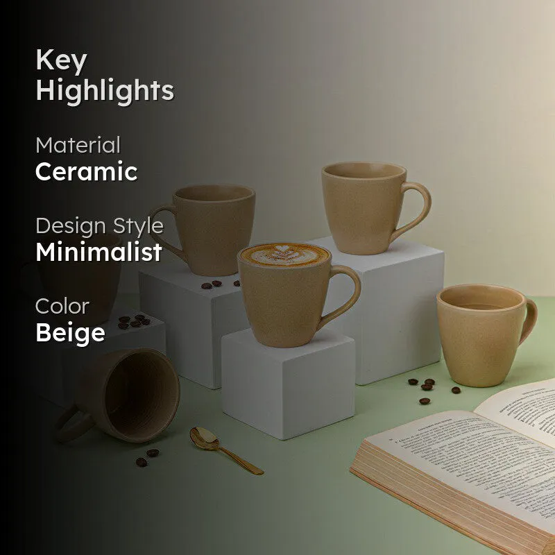 Tassa Ceramic Coffee Mug (350 mL Each) - Set of Six media 2