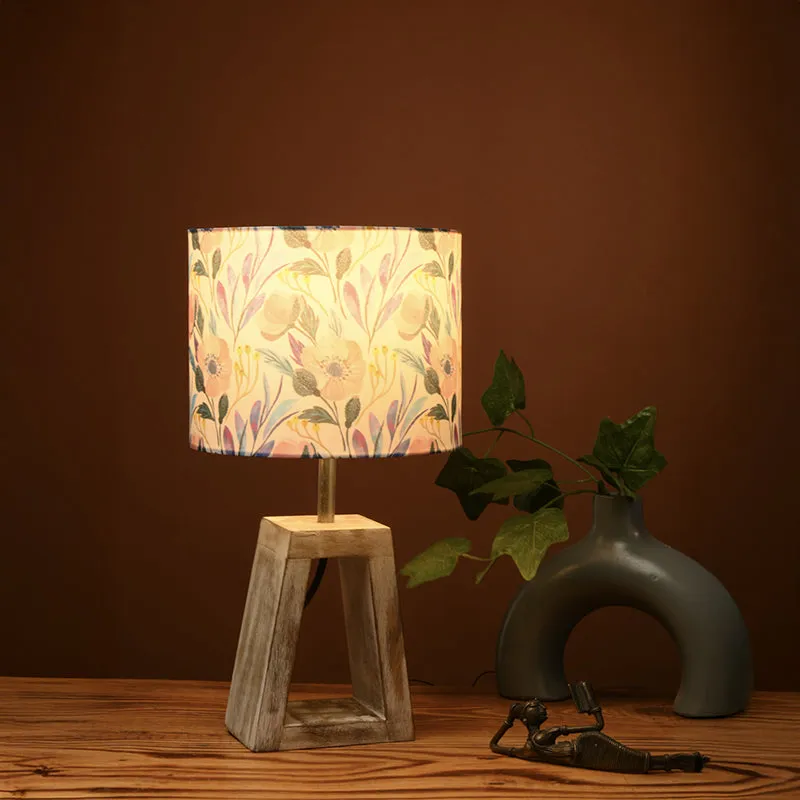 Painted Flower Fabric Table Lamp - Multicolor media 1