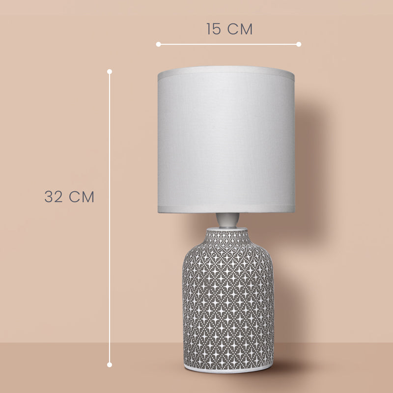 Moroccan Hue Concrete LED Fabric Table Lamp - White,Grey media 4