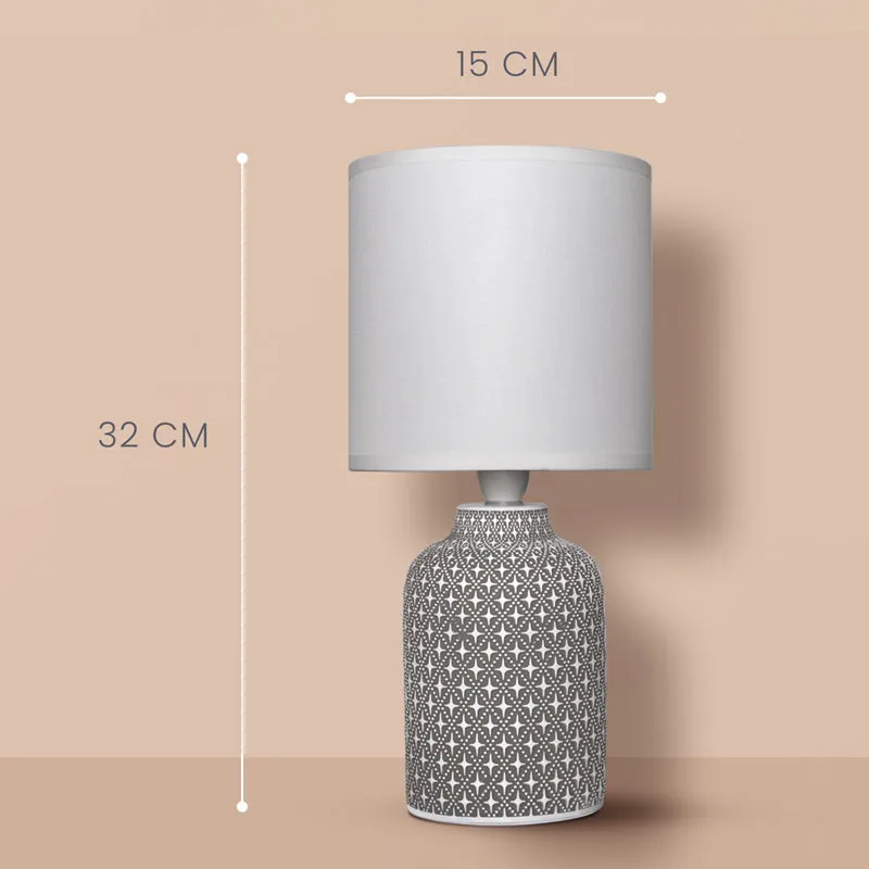 Moroccan Hue Concrete LED Fabric Table Lamp - White,Grey media 4