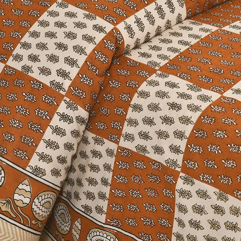 Kumuda Printed Cotton Bedsheet (Brown) - 160 TC media 4