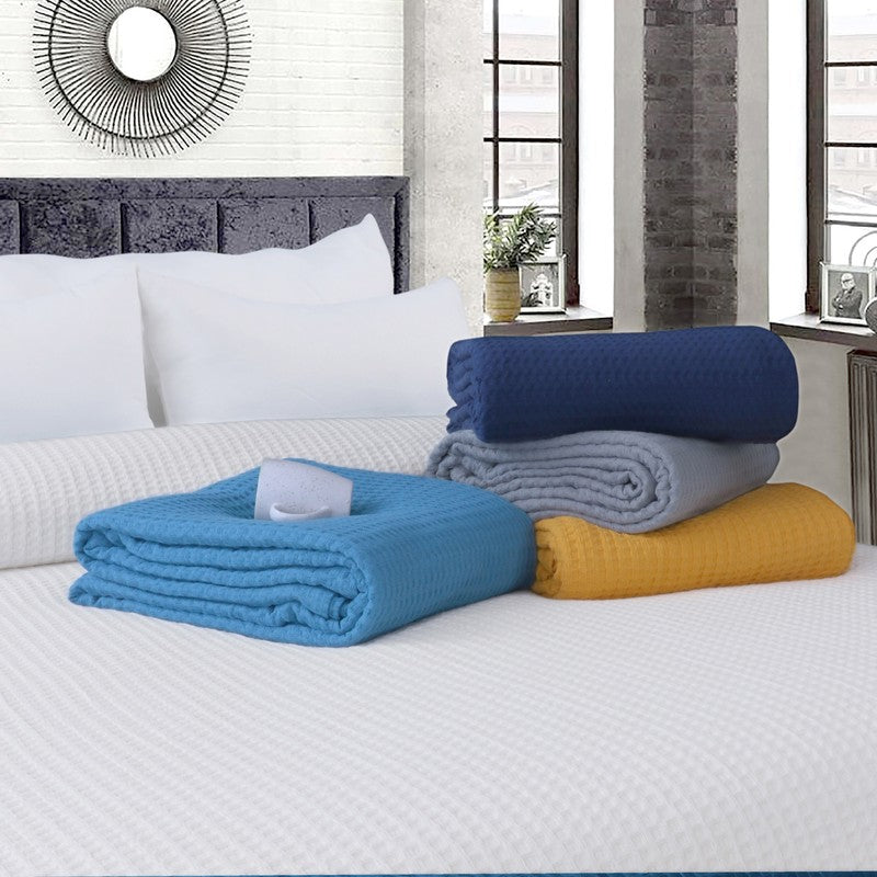 Axitra Wafel Weave Cotton Blanket - WHite media 9