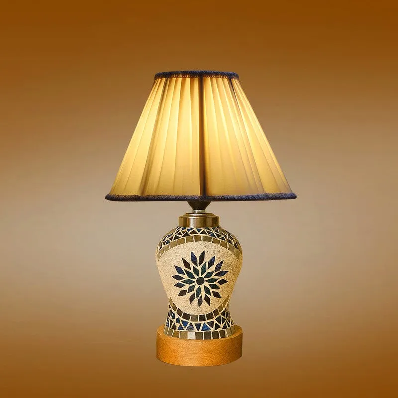 Floranira Pleated Wooden Table Lamp - Multicolor media 7