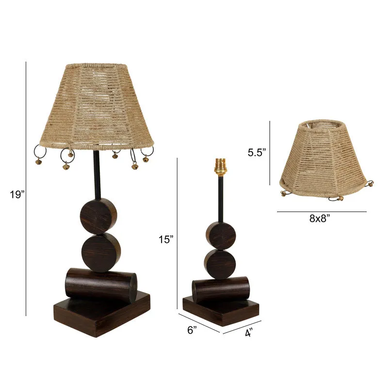 Rajni Wooden & Jute Table Lamp - Brown,Beige media 6