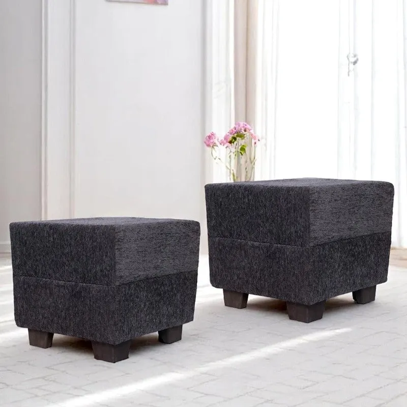 Krixon Pine Wood Pouffe (Grey) - Set Of Two media 1