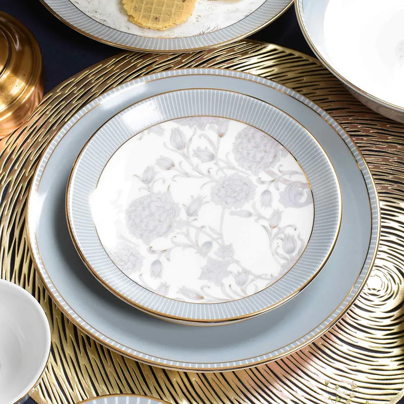 Gilded Iris 24k Gold Brushed Porcelain Dinner Set (Grey) - 33 Piece Set media 12