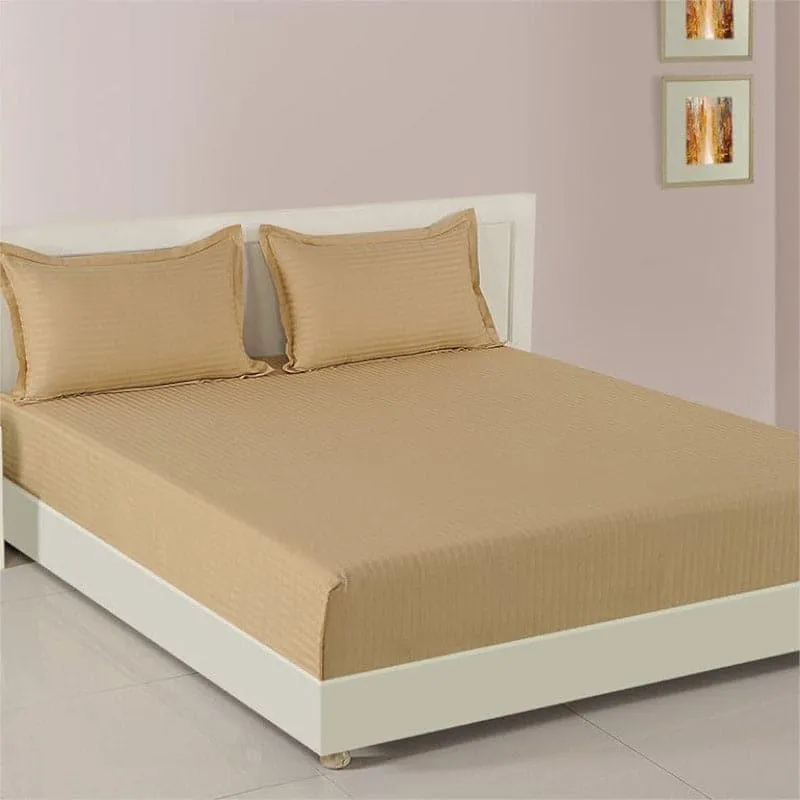 Swayam Aamodh Solid Cotton Bedsheet (Beige) - 400 TC media 1