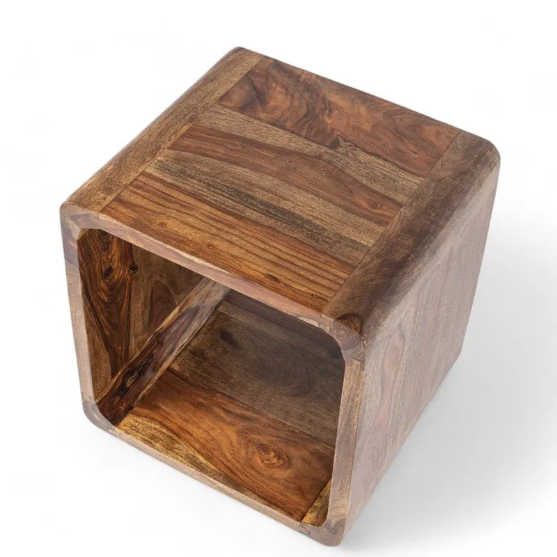 Overox Sheesham Wooden Side & Bedside Table - Brown media 3