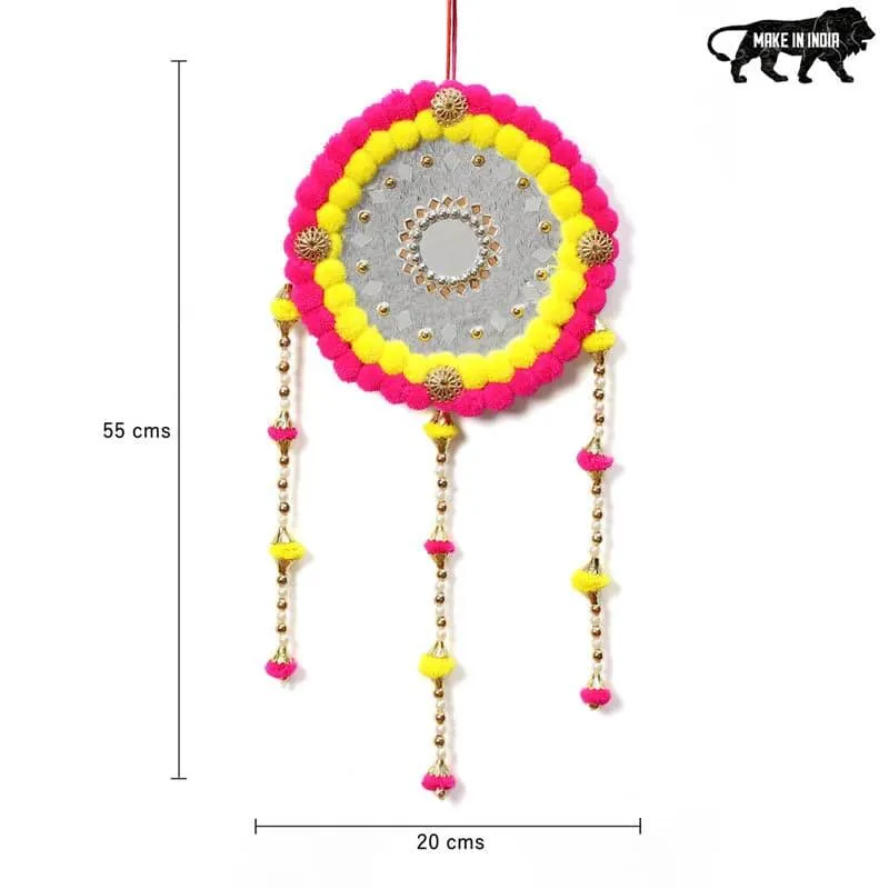 Round Festive Latkan - Yellow & Pink media 3