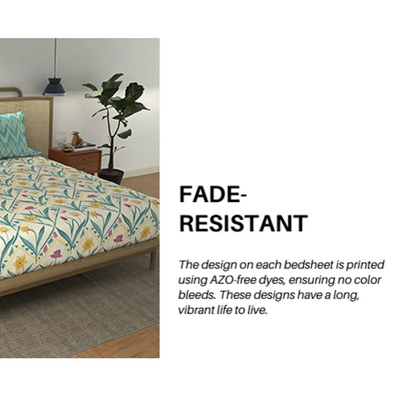 Urban Space Meadowra Cotton Bedsheet (Turquoise) - 144 TC media 12