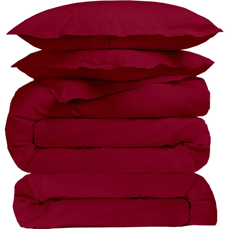 Evelyn 100% Cotton Satin Weave Bedding Set - Maroon - 400 TC media 3