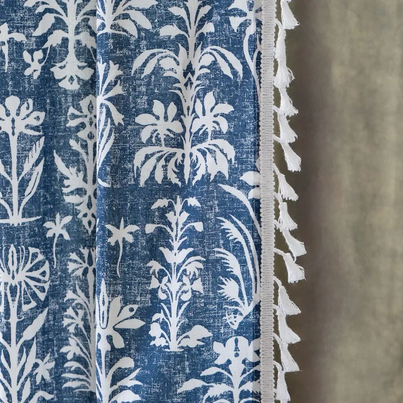 Tranquebar Home Wild Tropics Cotton Curtains(Blue) - Set Of Two media 6
