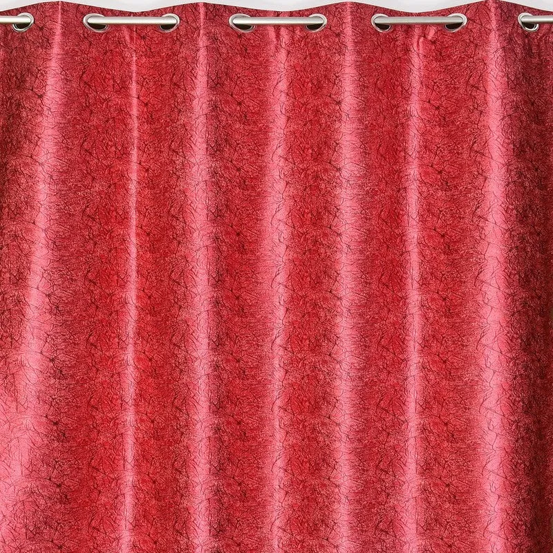 SoftFall Printed Curtains (Maroon) - Set Of Two media 4