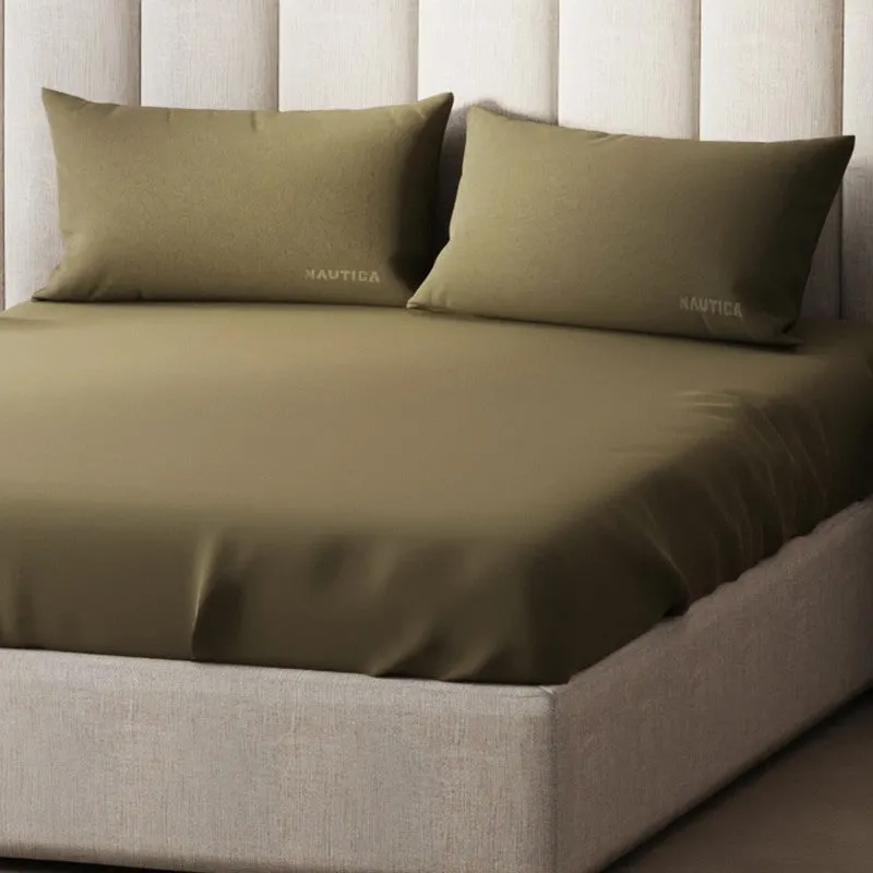 Nautica Cove Accent Solid Cotton Bedsheet (Mocha) - 300 TC media 3
