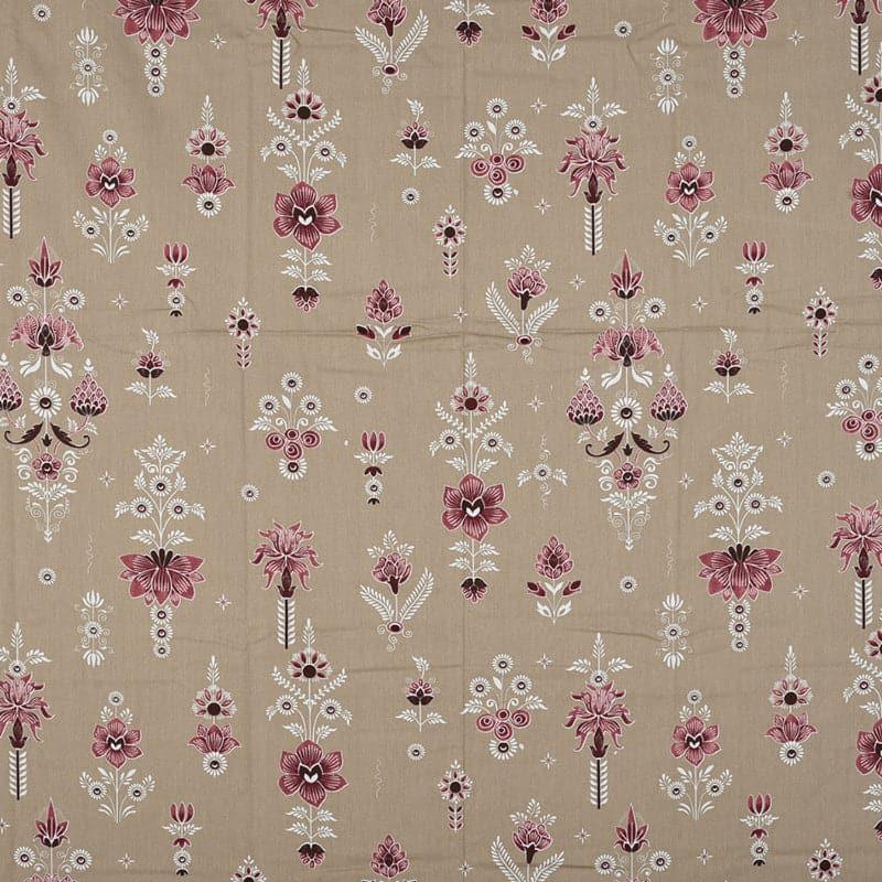 Teva Floral Cotton Bedsheet (Brown) - 210 TC media 5