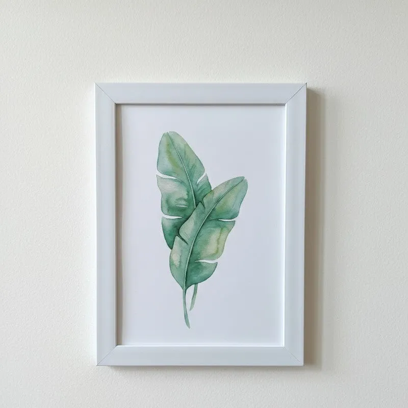 Minimalist Green Botanical Wall Painting With White Frame - Set Of Three media 5
