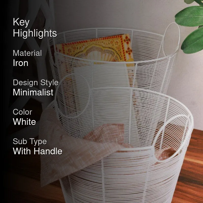 Conical Iron Weave Laundry Basket media 2