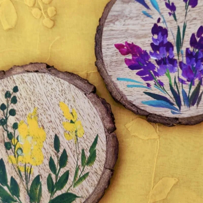 Lavender Bliss Handpainted Coaster -  Set Of Two media 3