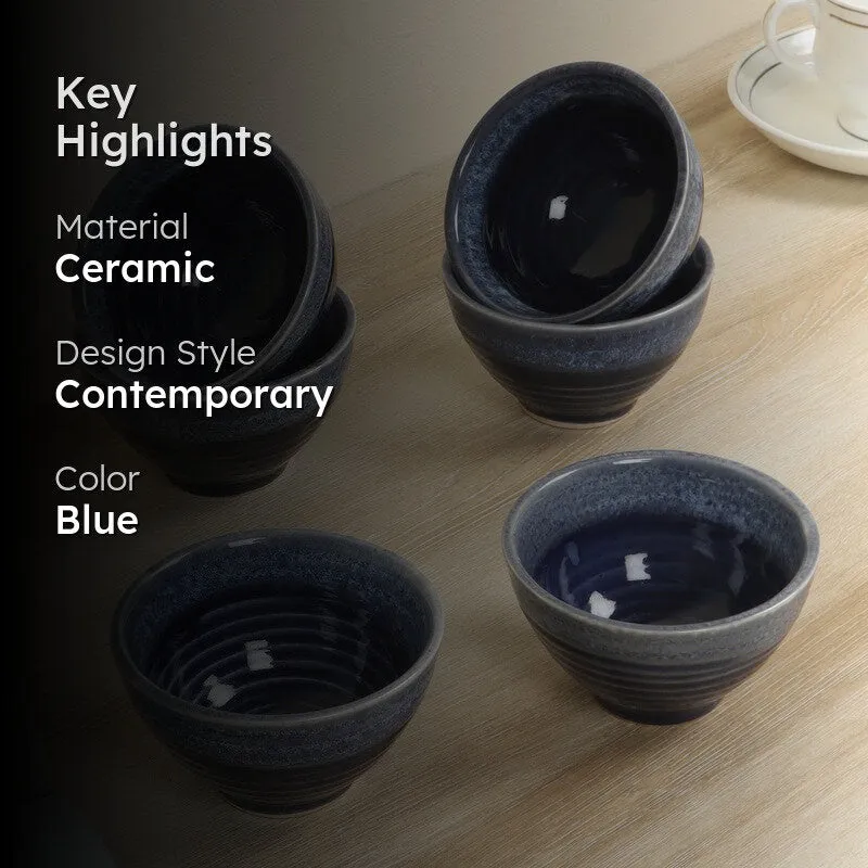 Vivre Snack Bowls (Blue,200 mL Each) - Set Of Six media 2