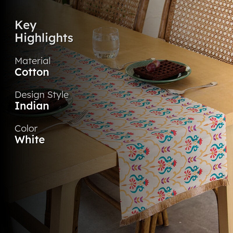 Kusuma Ethnic Cotton Table Runner - Blue media 2