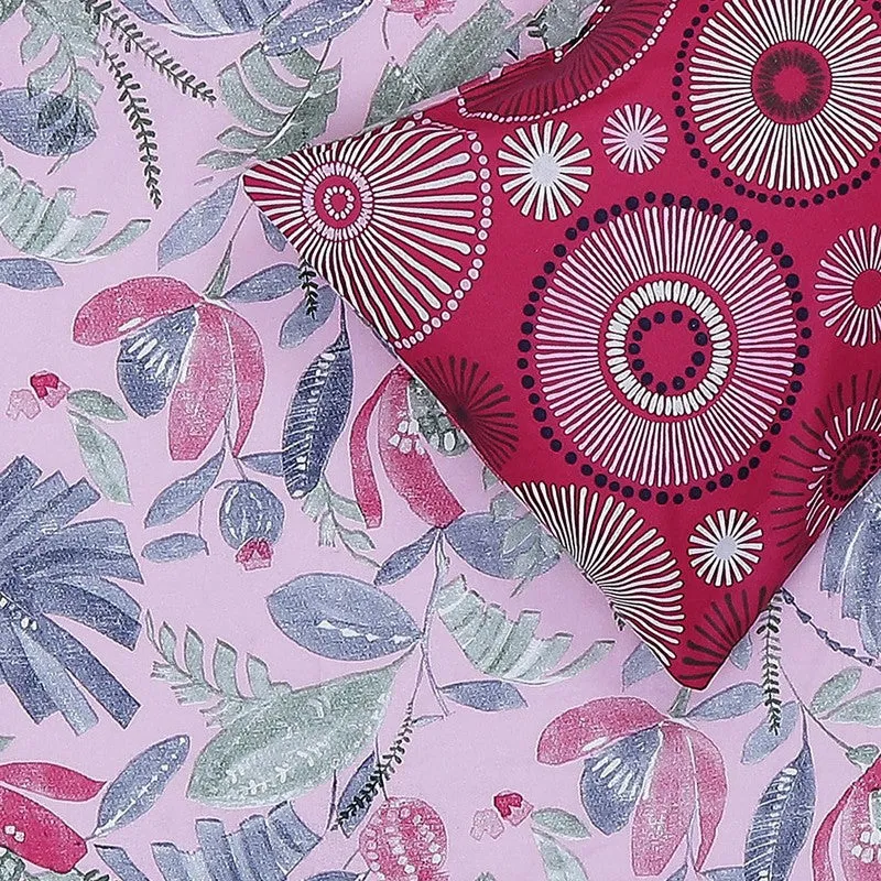 Monte Carlo Floral Dream Cotton Bedsheet(Blue,Pink) - 104 TC media 6