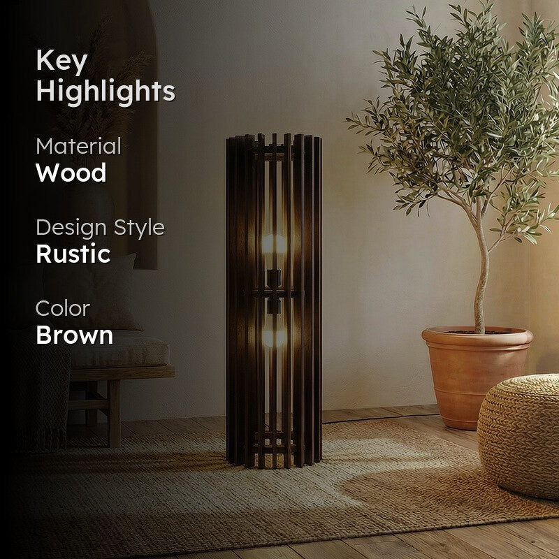 Divinit Wooden Slat Floor Lamp media 2