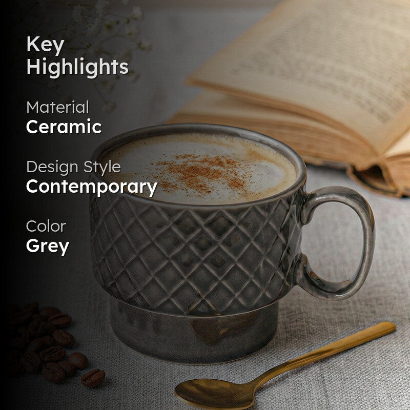 Fjord Ceramic Coffee Mug (500 mL) - Grey media 2