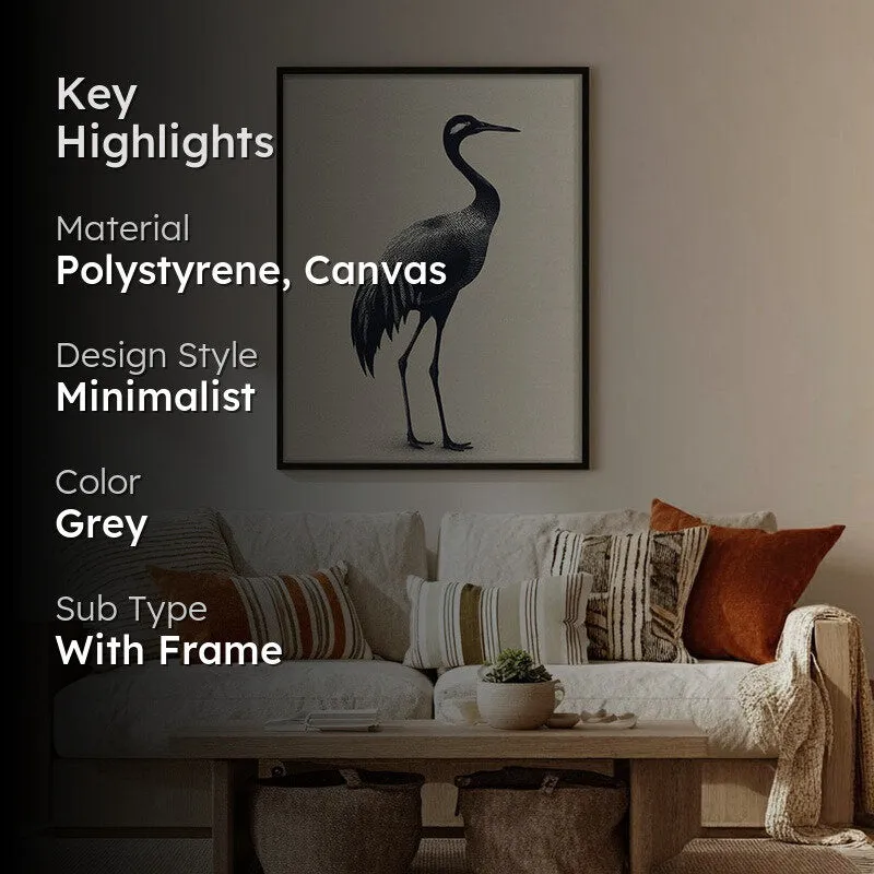 Graceful Crane Canvas Wall Painting With Black Frame media 2