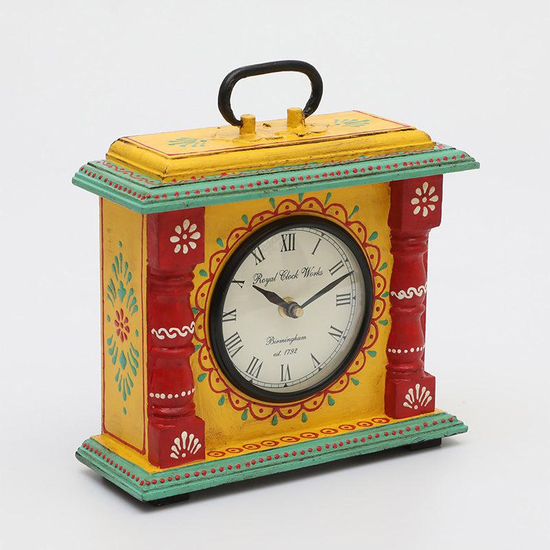 Adviya Handpainted Silent Table Clock - Yellow media 6