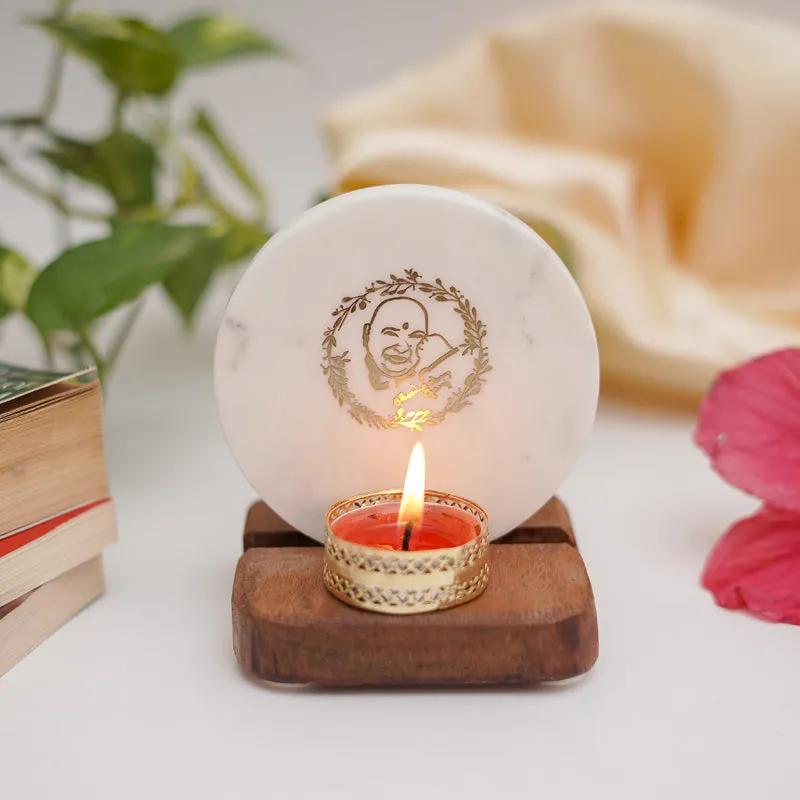 Guru Jee Marble Religious Accent With Tealight Candle Holder media 3