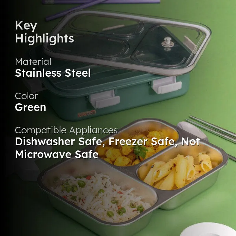 Vivi Kids Lunch Box with Compartments (Green) - 750 ML media 2