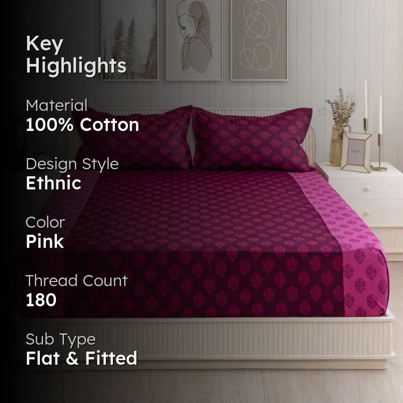 Swayam Rajastha Cotton Bedsheet (Pink) - 180 TC media 2