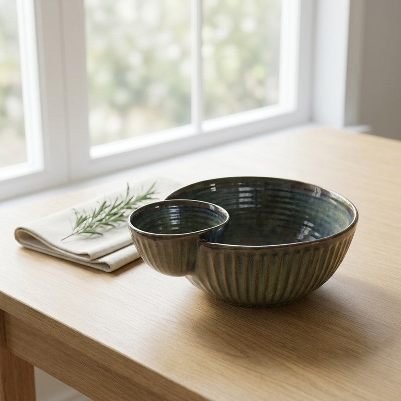 Olive Single Dip Ceramic Serving Bowl