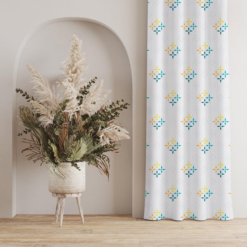 Urban Space Mosaic Curtain (Yellow & Blue) - Set Of Two media 4