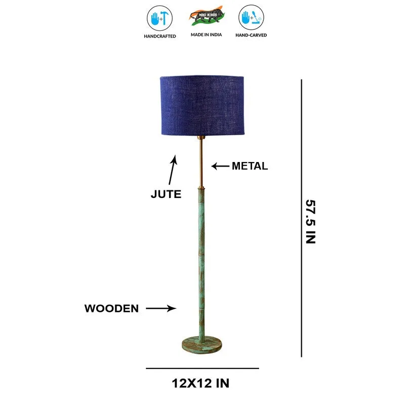Vintage Glow Wooden Floor Lamp - Blue media 8