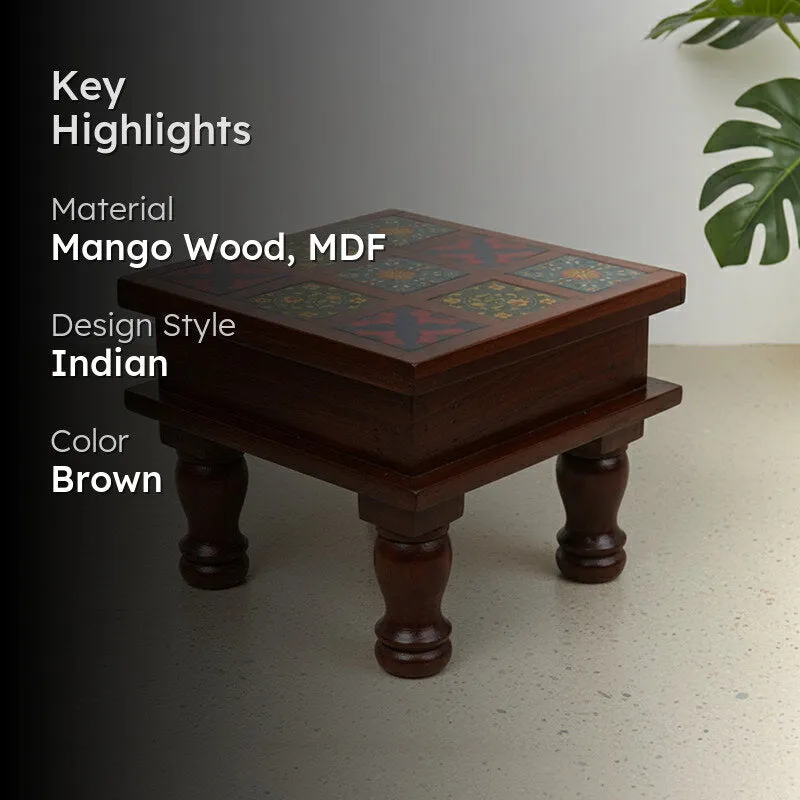 Athangudi Mango Wood & MDF Stool - 8 inch media 2