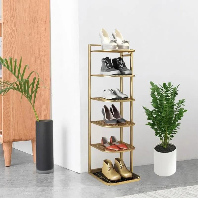 Portable Metal Shoe Rack - Gold media 4