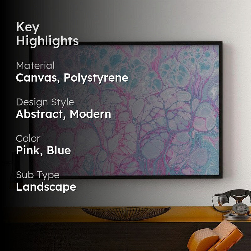 Pastel Fluid Abstract Canvas Painting - Black Frame media 2
