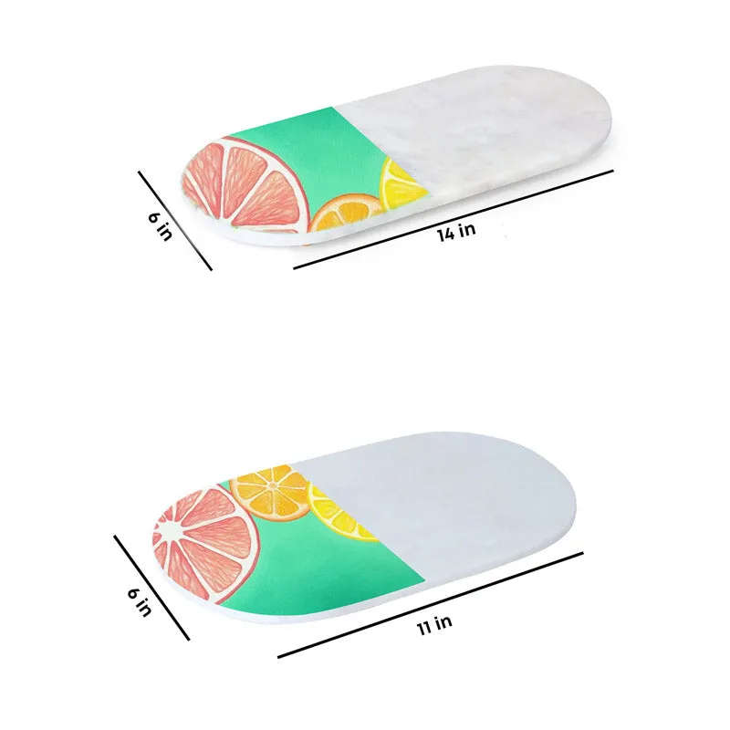 Ovelta Lemon Printed (Marble,Brass) Marble Platter - Set of Two media 5