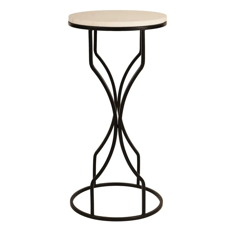 Marble Top Base Aluminum Side Table (Black) - Large media 3